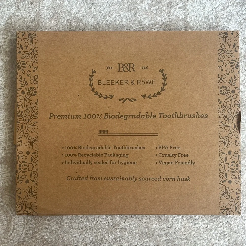 Brand New 10-Pack Biodegradable Eco-Friendly Toothbrushes Individually Sealed